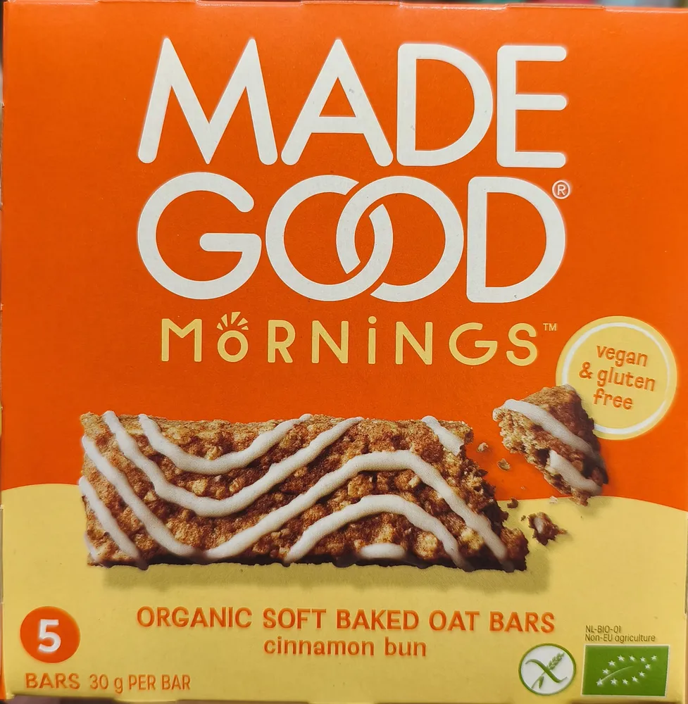 Organic soft baked par bars cinnamon bun