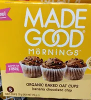 ORGANIC BAKED OAT CUPS banana chocolate chip