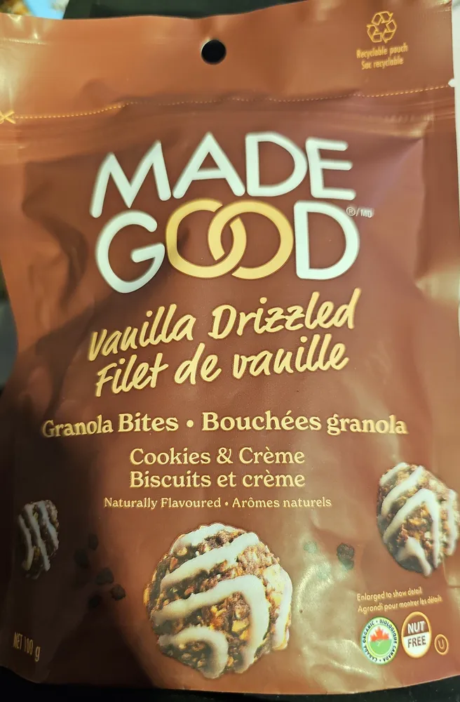 Vanilla Drizzled Granola Bites Cookies & Crème