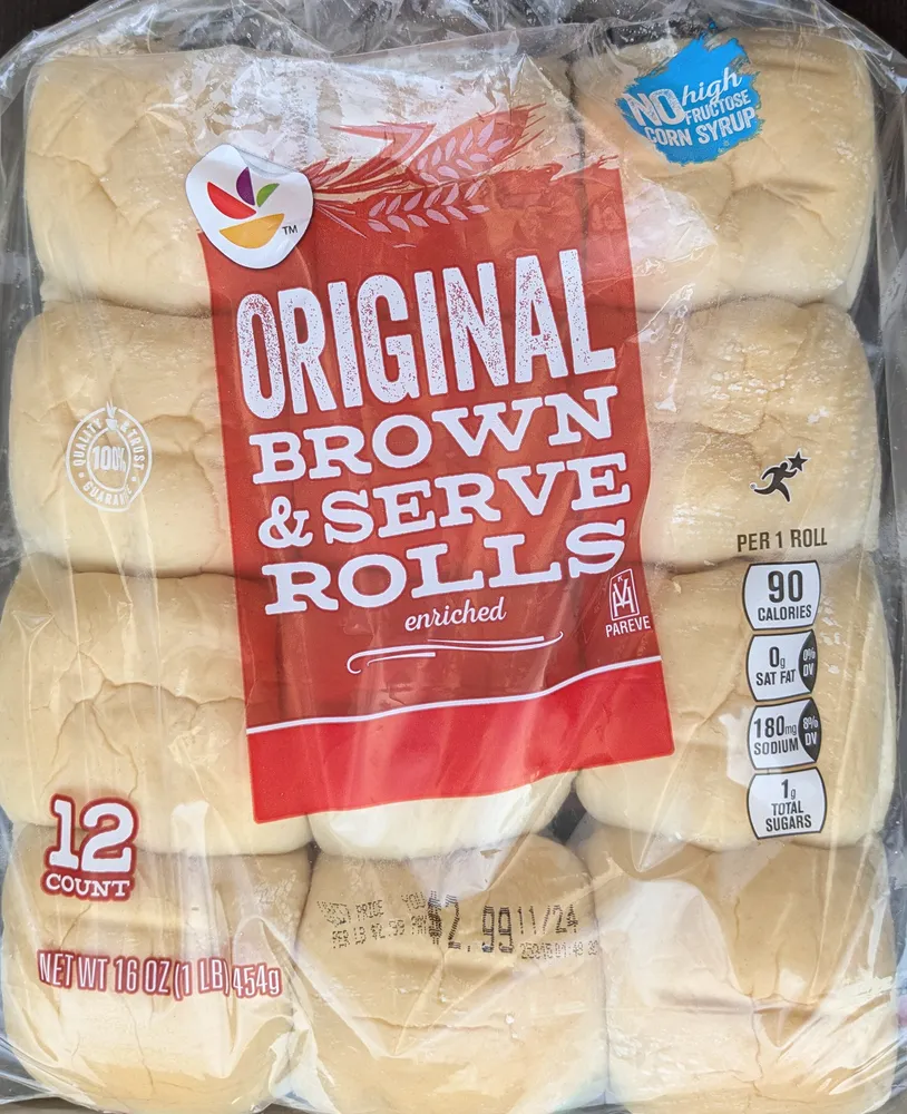 Brown & serve enriched rolls