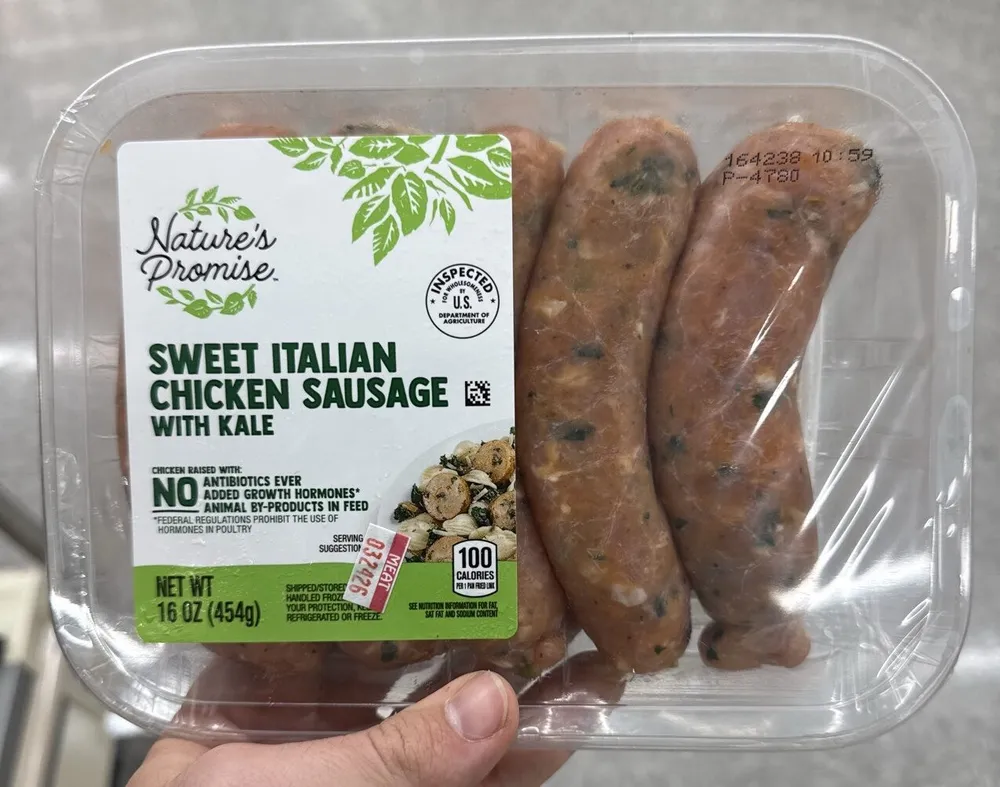 Sweet Italian chicken sausage with kale