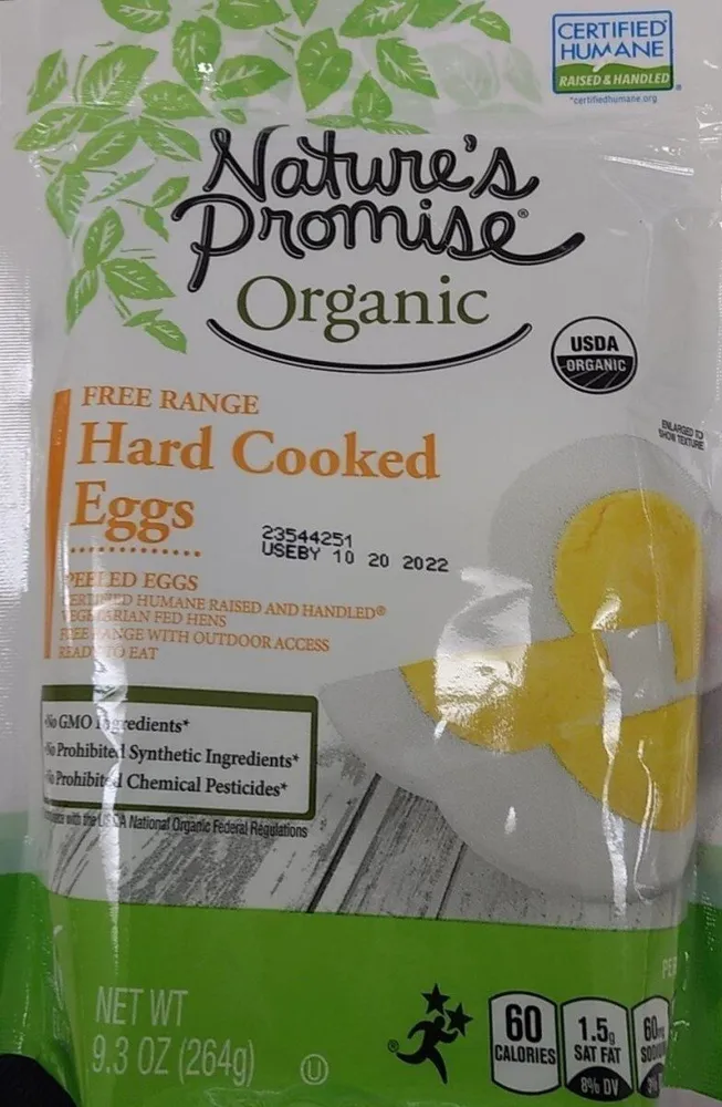 Organic free range hard cooked eggs