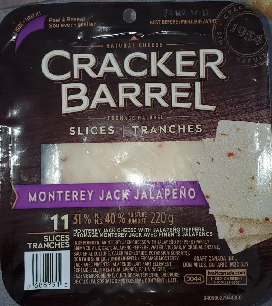 Tranche fromage monterey jack jalapenos