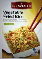 Seasoned long grain rice with carrots, edamame, red bell pepper, onion, and scrambled eggs vegetable fried rice, vegetable