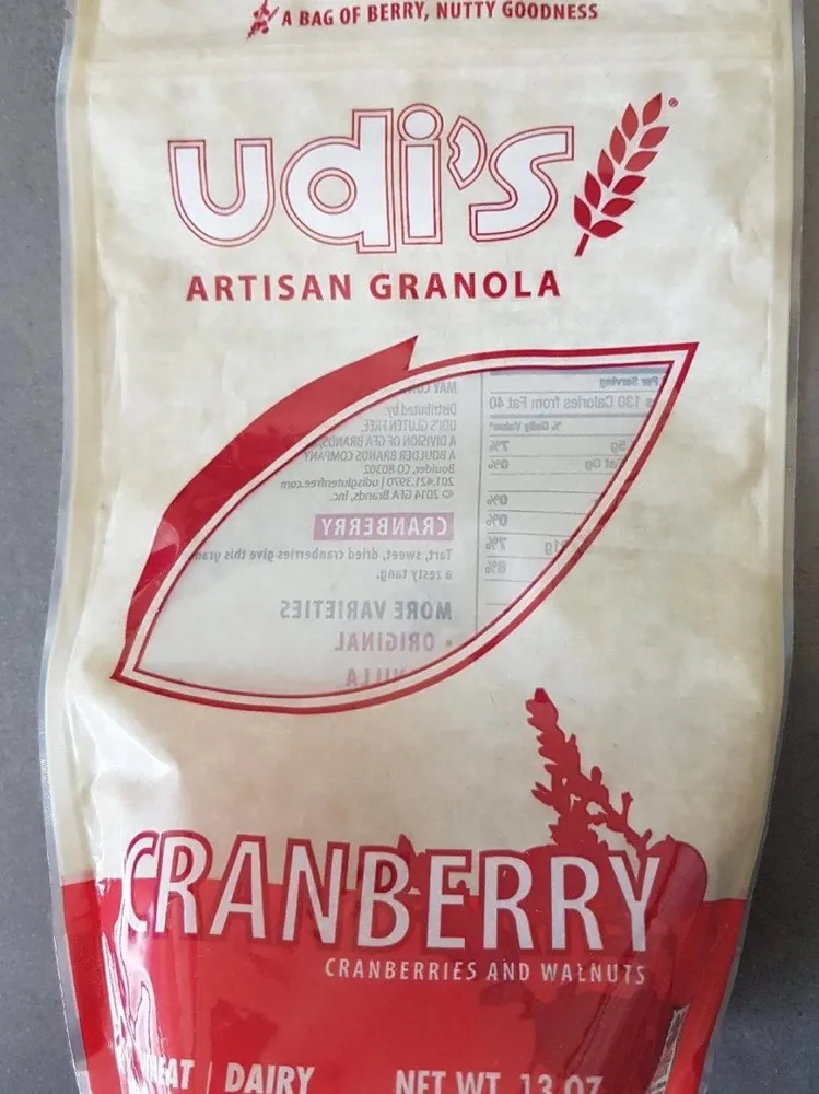 Udi's, artisan granola, cranberries and walnut