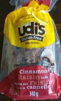 Udi's, gluten free soft & sweet cinnamon & raisin bread