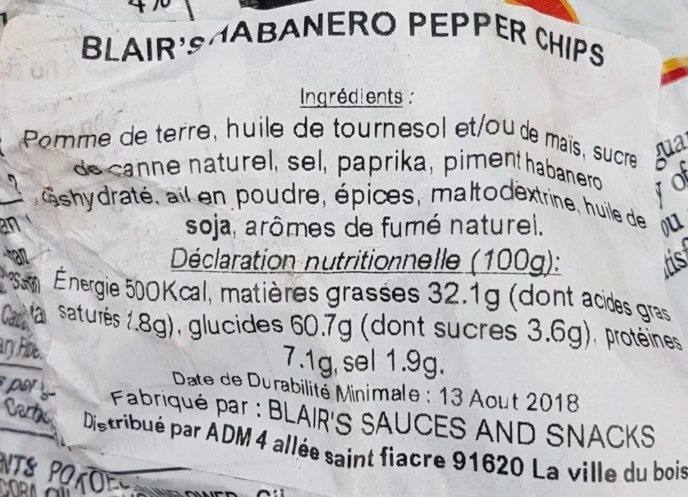 Habanero cooked potato chips