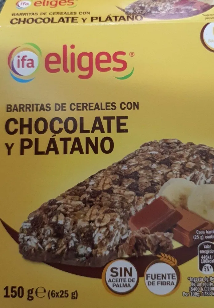 Barritas de cereales chocolate plátano