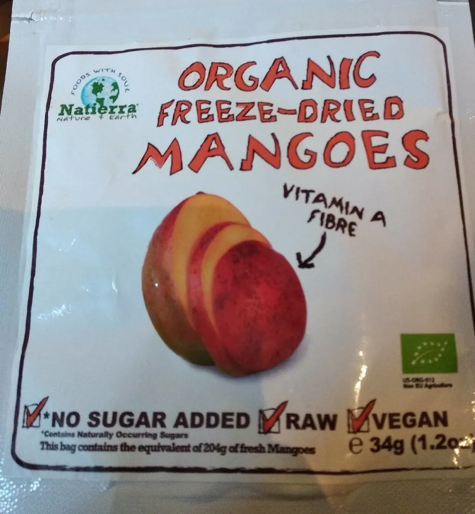 Organic freeze-dried mangoes