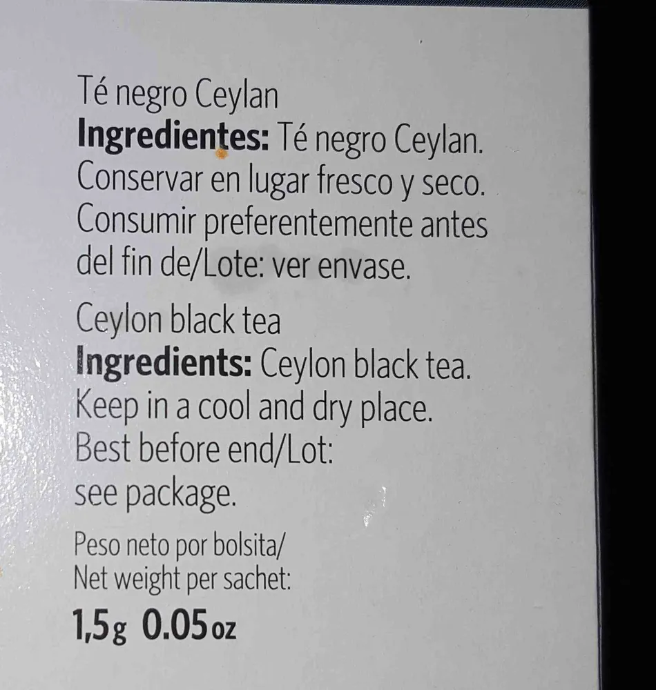 Té negro Ceylan