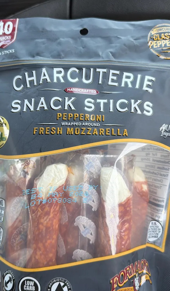 Charcuterie Snack Sticks Pepperoni Wrapped Around Fresh Mozzarella
