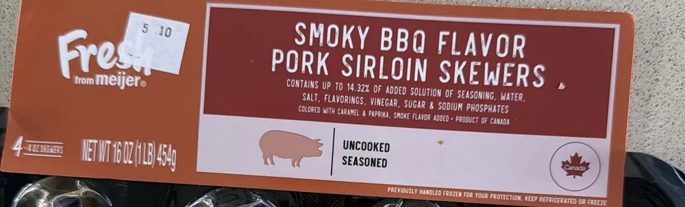 Smoky Barbecue Flavor, Pork Sirloin Skewers