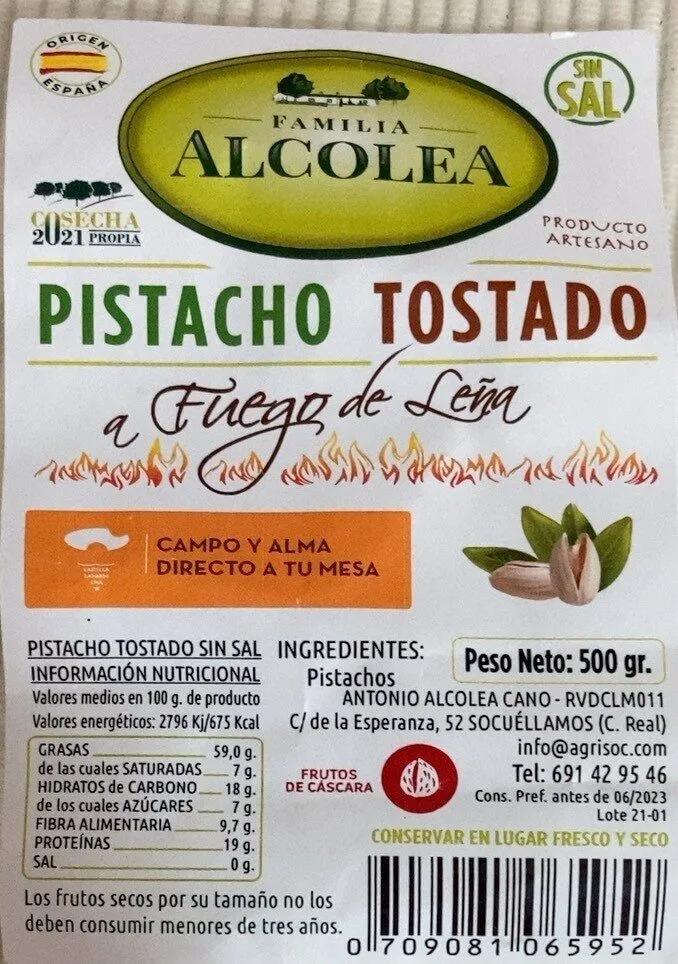 Pistacho tostado a fuego de leña