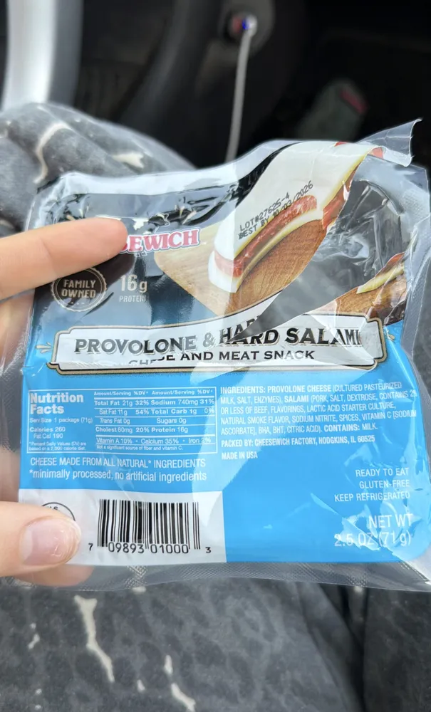 PROVOLONE & HARD SALAMI CHEESE AND MEAT SNACK
