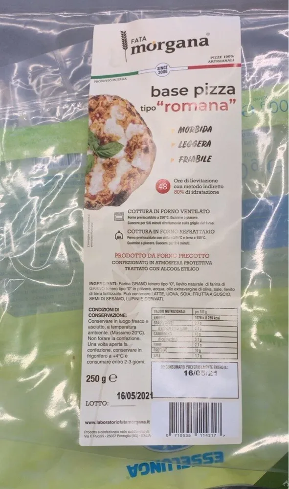 Base pizza tipo “romana”
