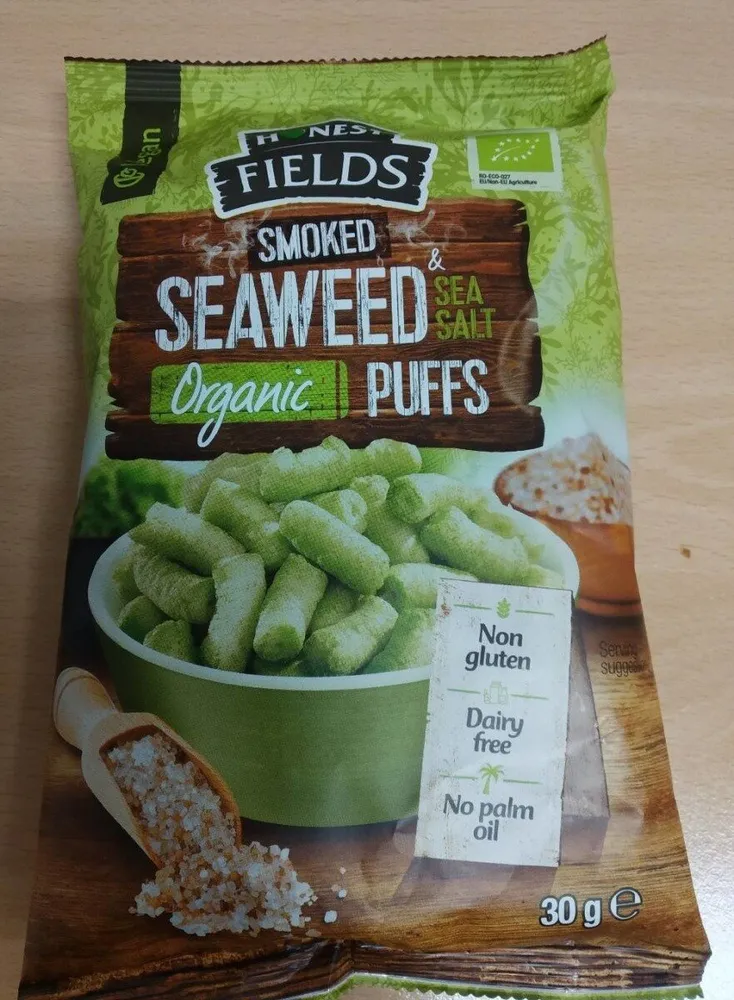 Smoked seaweed puffs