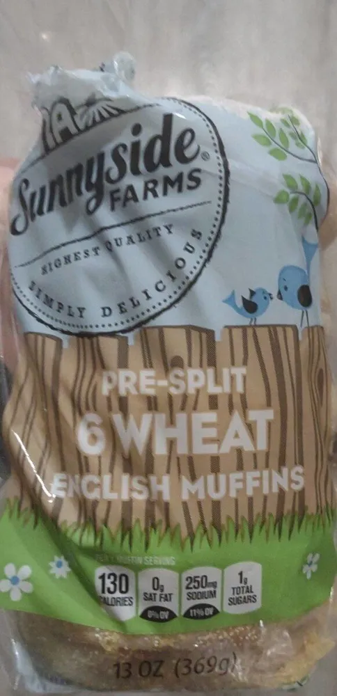 Pre-split 6 wheat english muffins