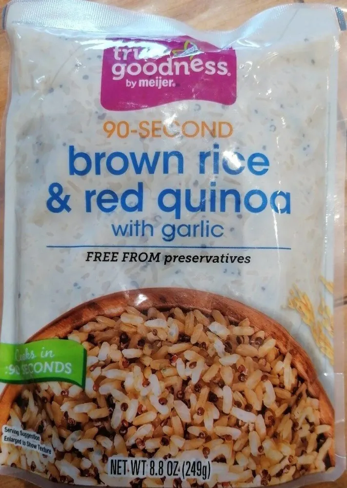 Brown rice & red quinoa with garlic