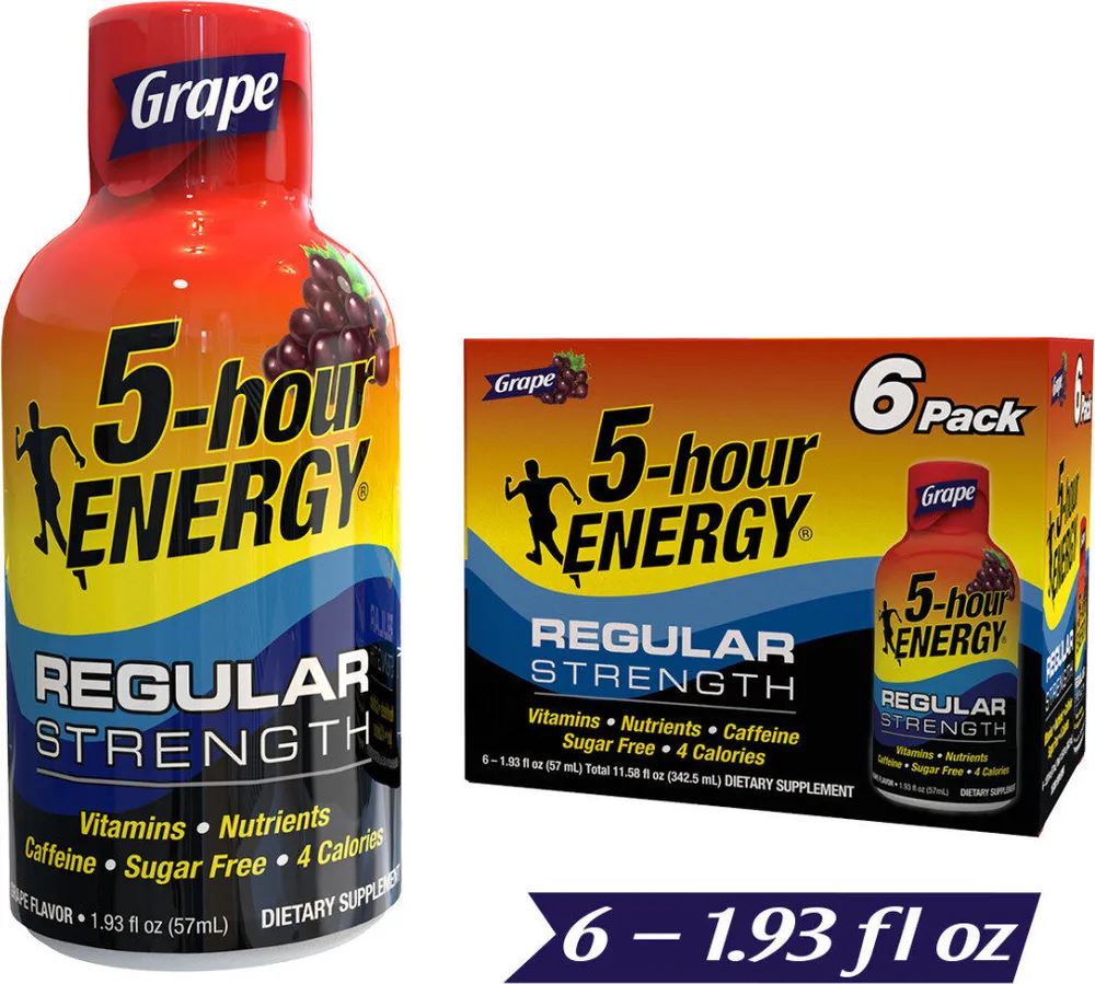 Hour energy drink dietary supplement grape