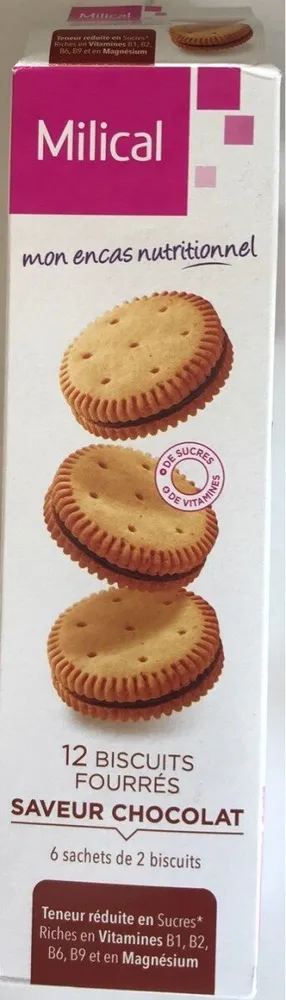 12 biscuits fourrés saveur chocolat
