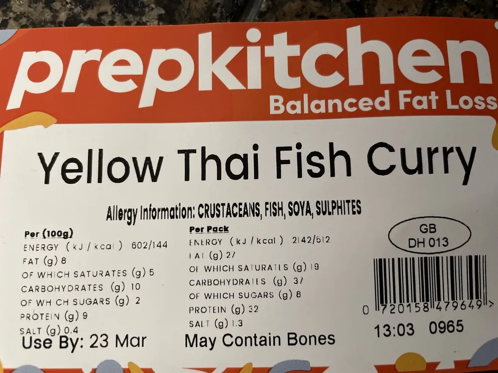 Yellow Thai fish curry, balanced fat loss