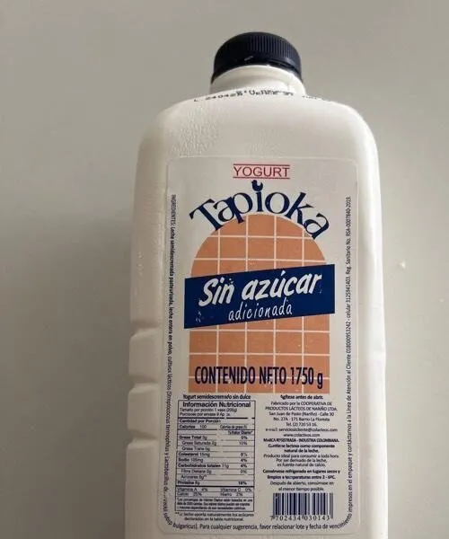 Yogurt Sin Azúcar Adicionada