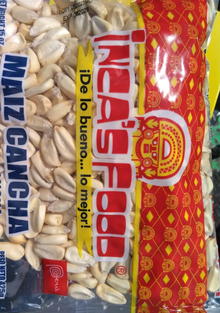 Inca's food, dried corn cancha for toasting