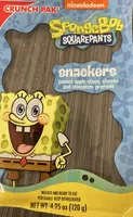 SpongeBob SquarePants snackers peeled apple slices, cheese and chocolate pretzels