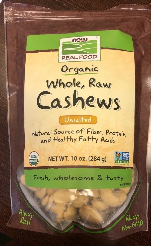 Organic Whole, Raw Cashews Unsalted