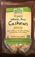 Organic Whole, Raw Cashews Unsalted
