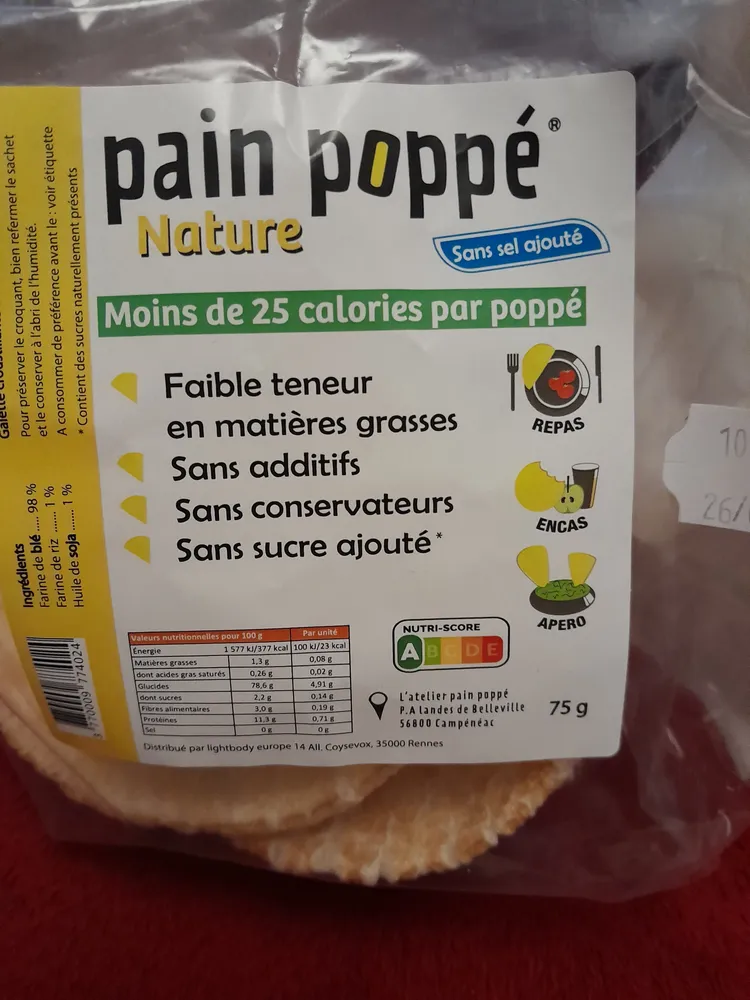 Pain poppé Nature