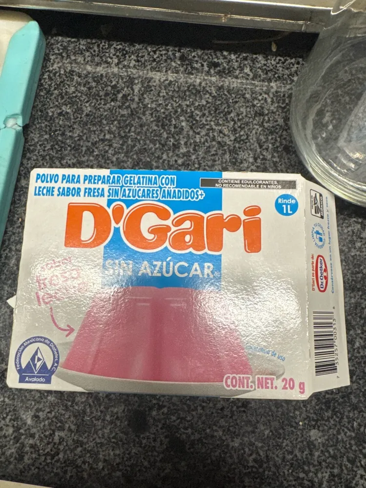 Gelatina Fresa Leche Sin Azúcar