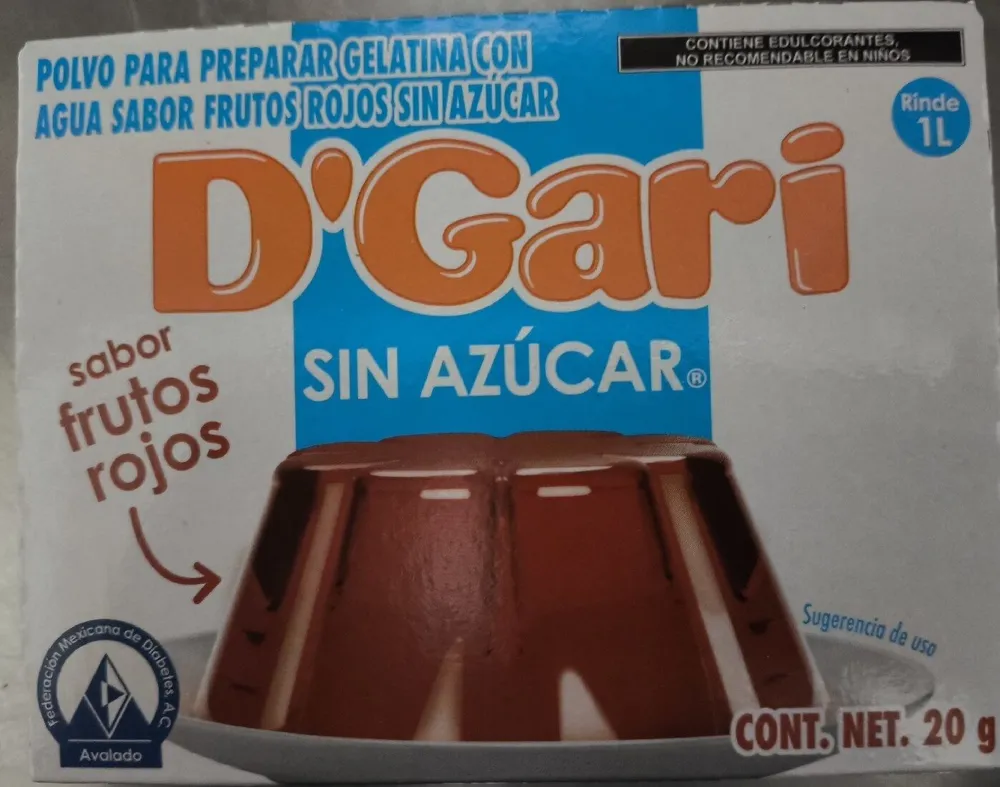 Gelatina Sin Azúcar Sabor Frutos Rojos