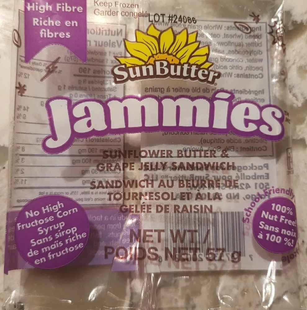 Jammies Sunflower Butter & Grape Jelly Sandwich