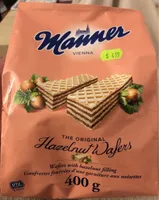 Gaufrettes fourrées d'une garniture aux noisettes