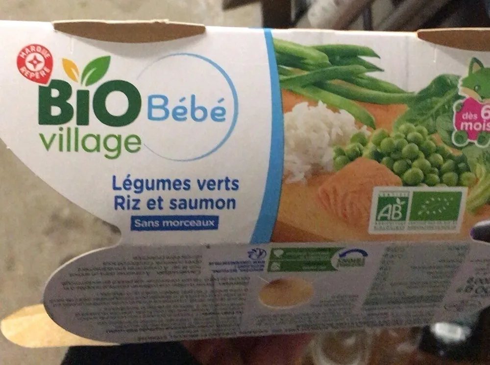 Légumes verts riz et saumon