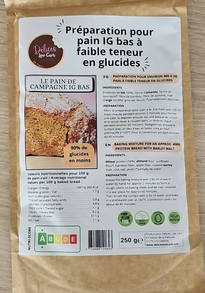 Préparation pain de campagne ig bas