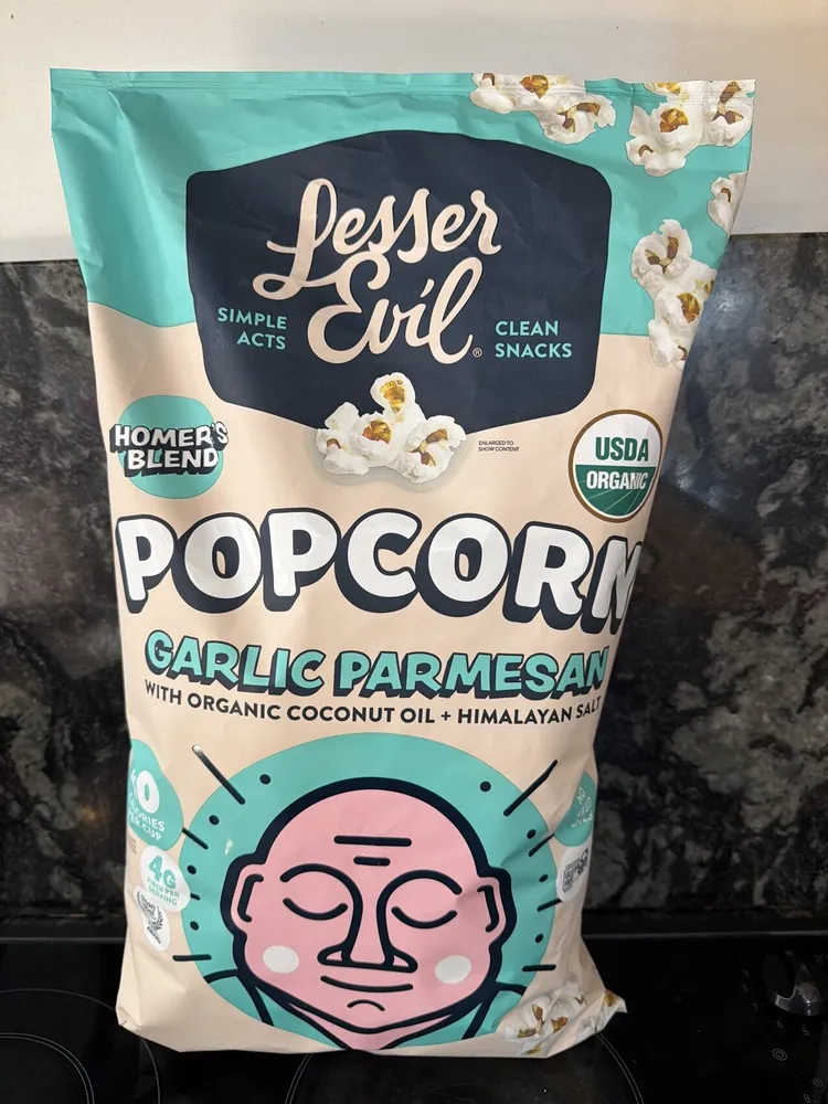 Garlic Parmesan Popcorn with Organic Coconut Oil + Himalayan Salt