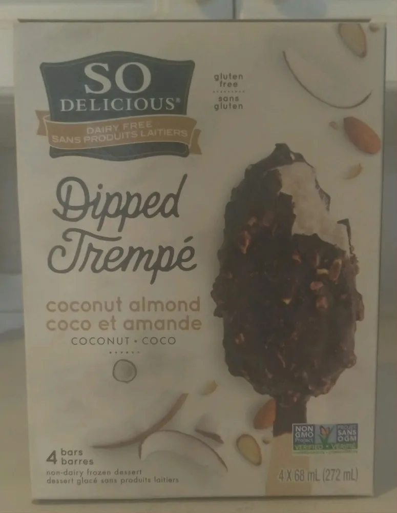 Coconut Milk Non-Dairy Frozen Dessert Dipped Coconut Almond Bars