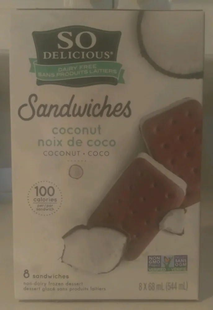 Coconut Base Non-dairy Frozen Dessert Sandwich