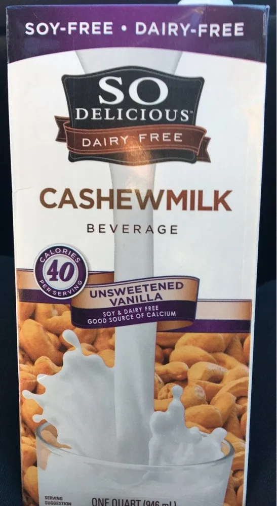 Unsweetened vanilla cashewmilk beverage