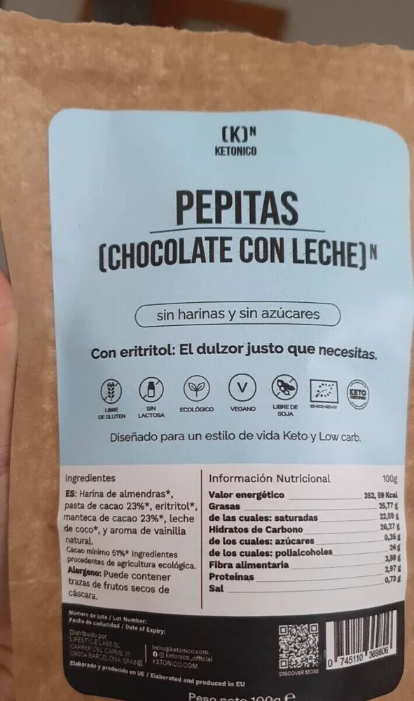 Pepitas de chocolate con leche