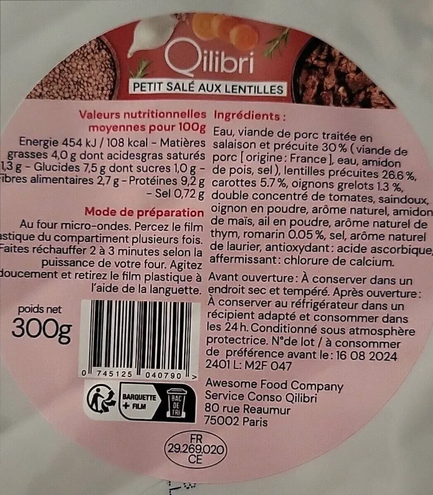 Petit salé aux lentilles