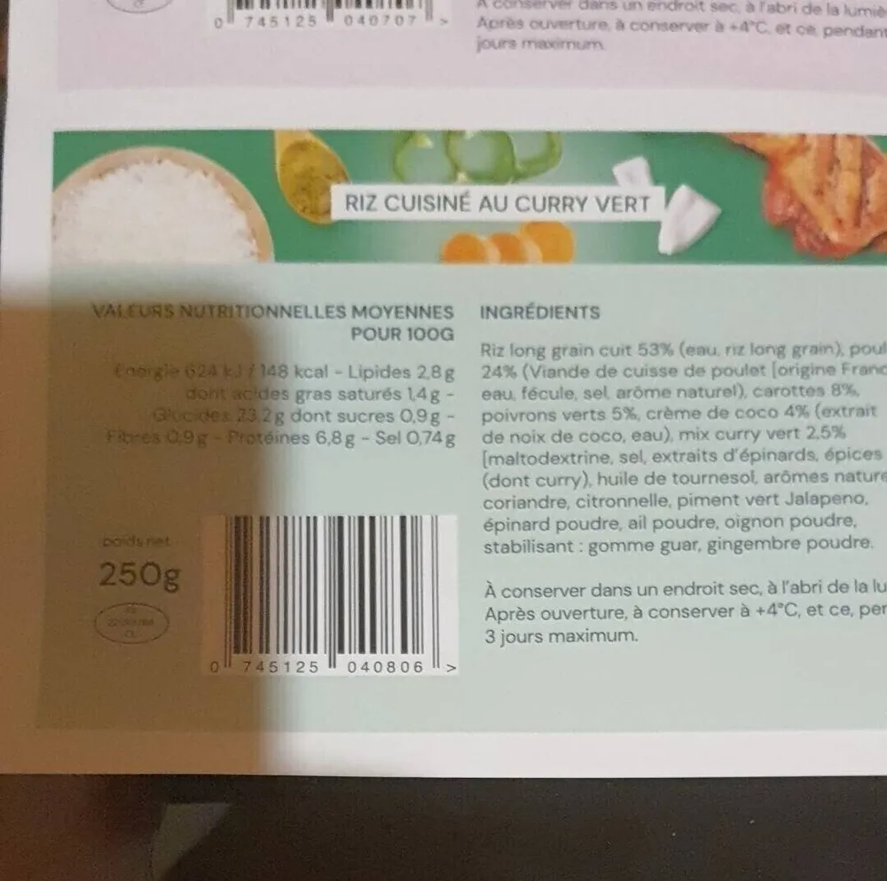 Riz cuisiné au curry vert
