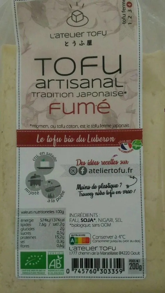Tofu artisanal fumé