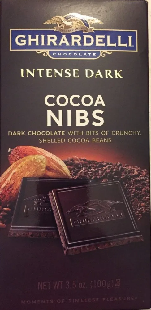 Intense dark chocolate cocoa nibs