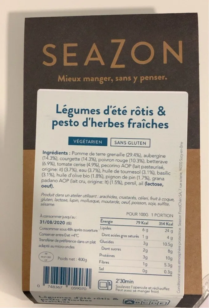Légumes d'été rôtis & pesto d'herbes fraîches