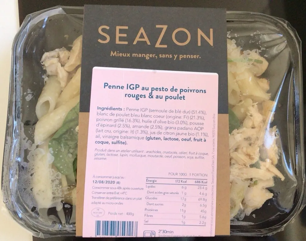 Penne IGP au pesto de poivrons rouges & au poulet