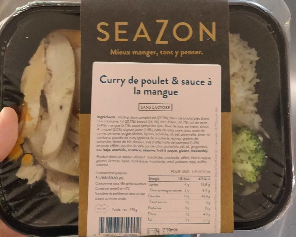 Curry de poulet et sauce à la mangue