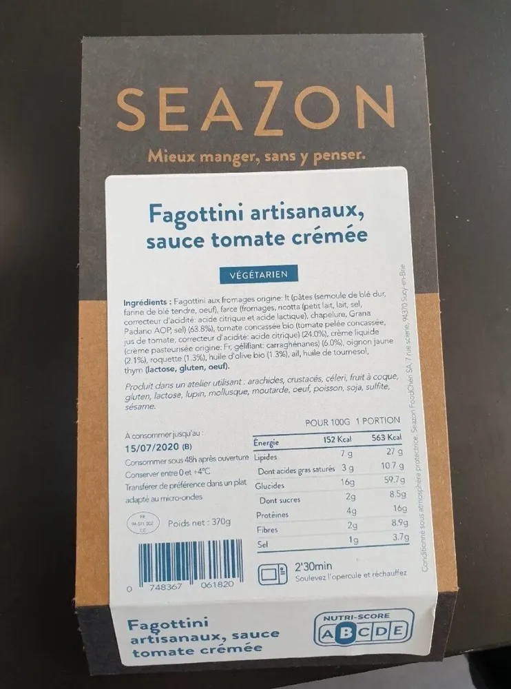 Fagottini artisanaux, sauce tomate crémée